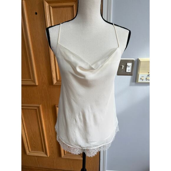 Cami NYC 100% Silk Lace Trim Cowl Neck Camisole Tank Top Ivory Size M - Picture 10 of 10